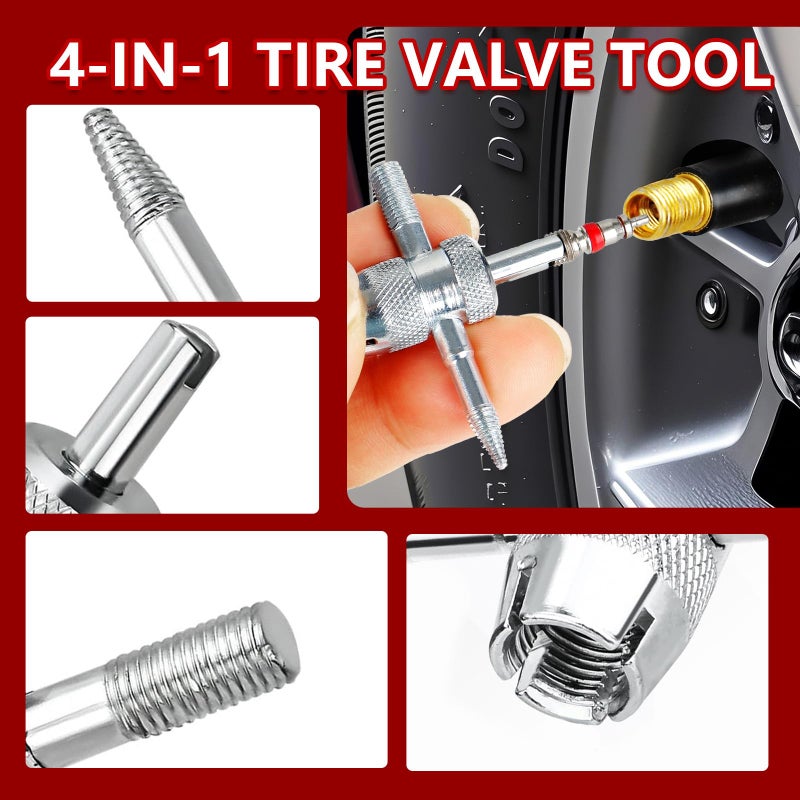 Lettry 22Pcs Quick Change Tire Valve Tool Kit, Tire Valve Stem Core Quickly Replacement Tool Kit, Perfect Tool for Replacing Leaky Valves in Cars,ATVs,Trucks, etc, With 4 TR413/TR414, 8-Way Valve Tool - Image 5